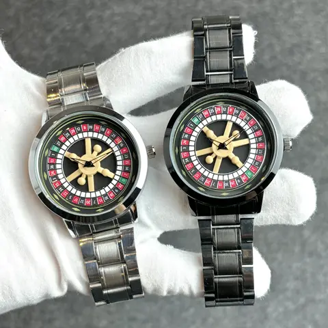 2025 New Men's Roulette Watch Sporty Style Fashion Steel Strap Round Unique Turntable Men's Gift Watch