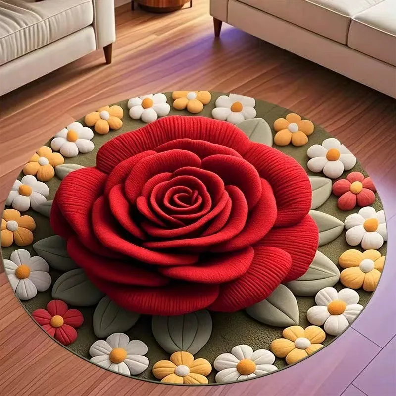 3D Sunflower Fluffy Plush Rug Soft Non-Slip & Washable Carpet for Living Room, Bedroom, Dressing Room, Hallway, Kids Room