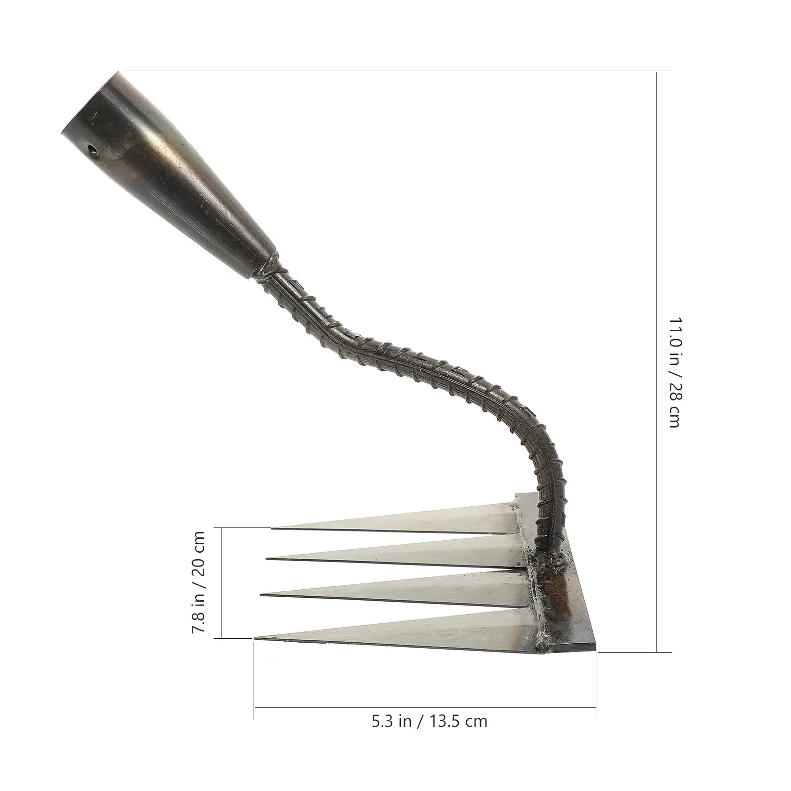 Heavy Duty Steel Garden Rake 4 Teeth for Loosening Soil Weeding Cultivating Flower Beds Farm Gardening Hand Tool Soil Spreading