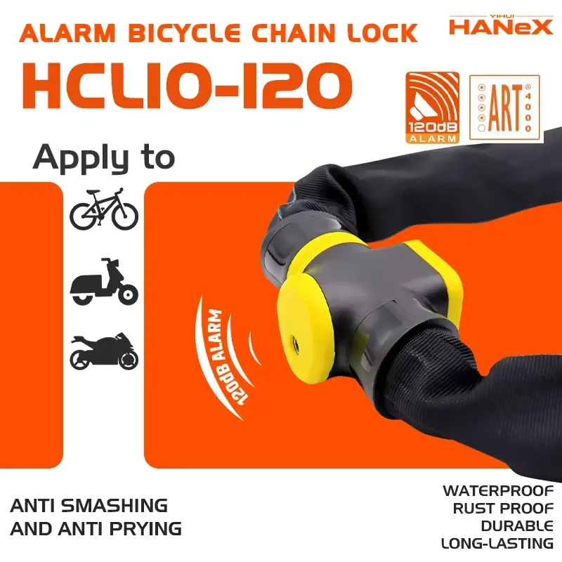 Factory Supply 120dB Anti-theft Security Alarm Heavy Safety Stainless Steel Chain for Motorcycle & Bicycle