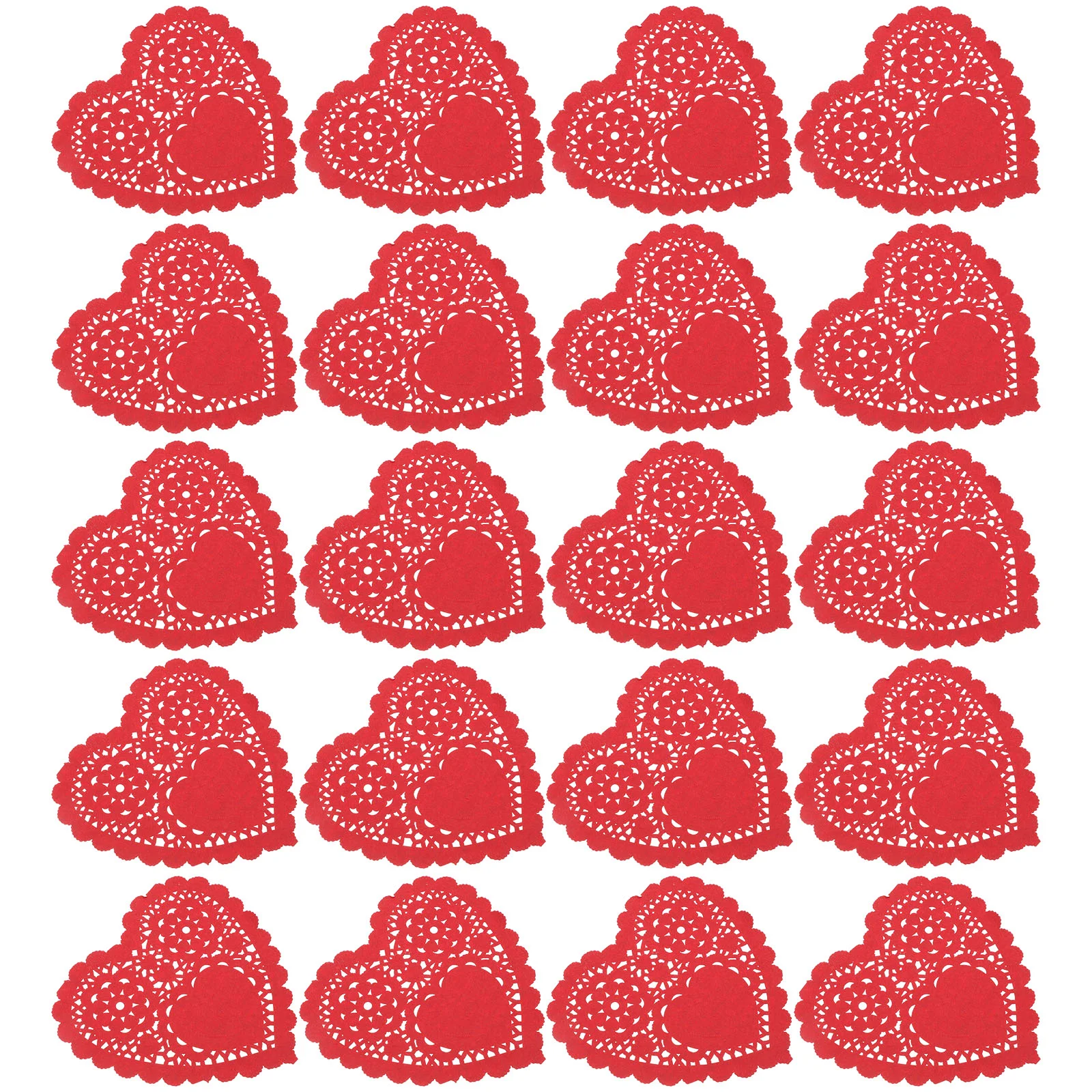 

100 Pcs Love Cake Base Paper Mat Food Lace Pad Red Heart Shaped Doilies Valentine Themed Sugar Wax Hollow-out Placemat