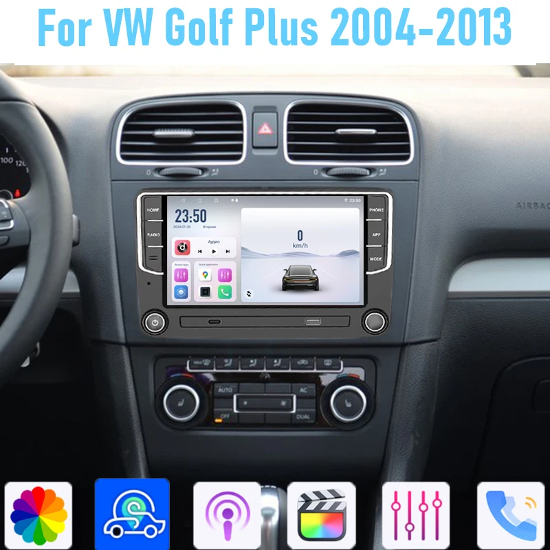 

7'' For VW Golf Plus 2004-2013 GPS Car Stereo Radio Wireless Apple Carplay BT Android 13 Auto Head Unit Camera WIFI 6-128GB