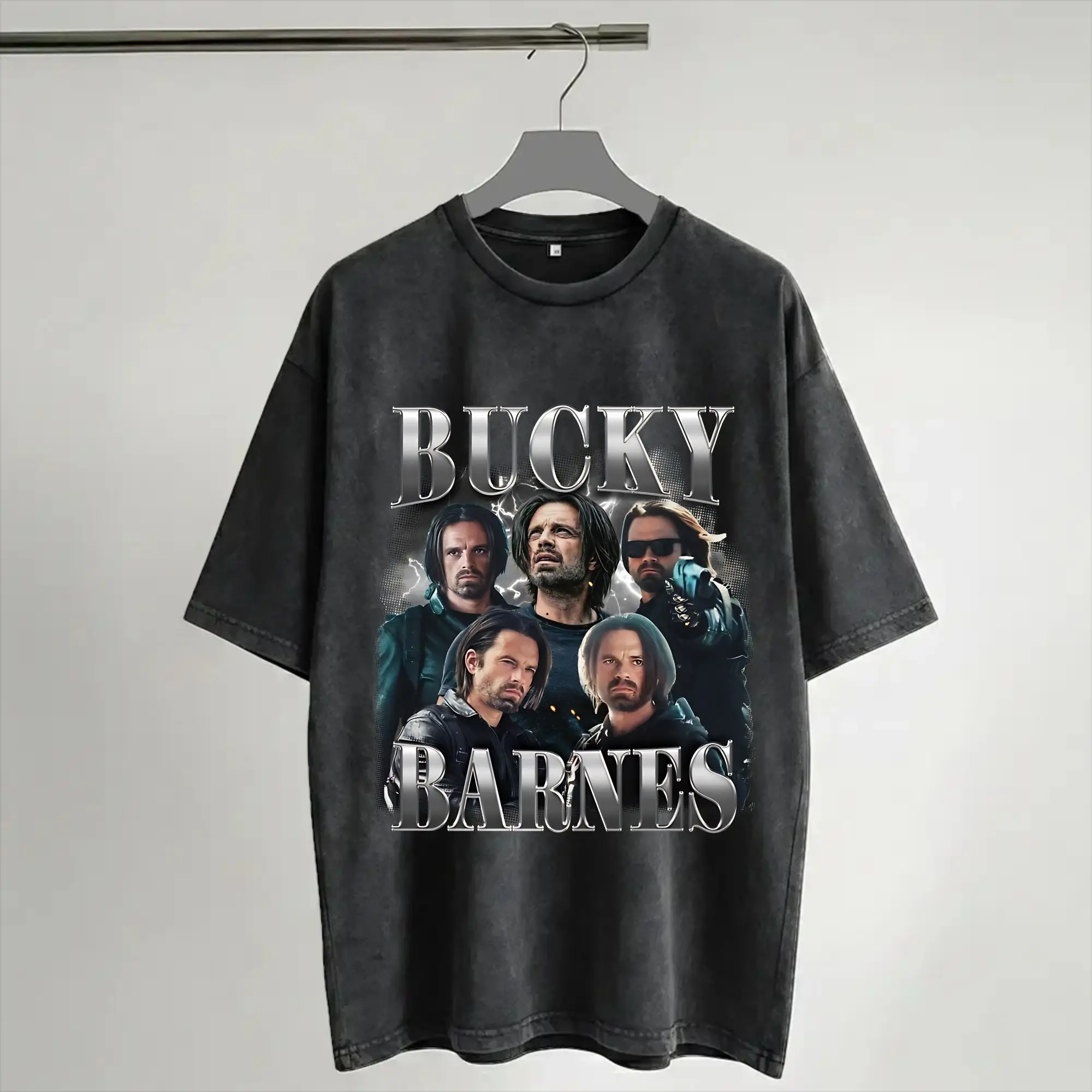 Soldier Bucky Barnes  T Shirt Hip Hop Washed Cotton Oversize T-Shirt  Vintage Men Women Streetwear Summer Tops Tees
