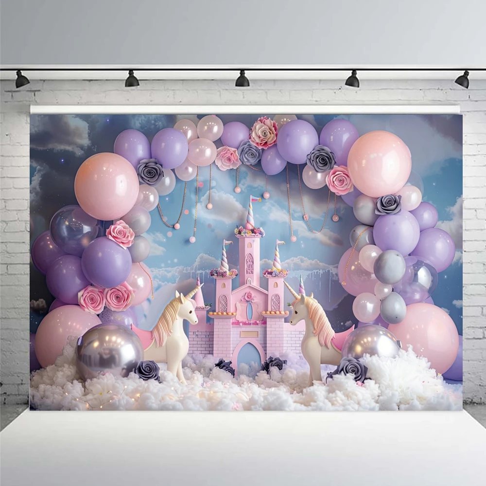 Girl Boy 1st Birthday Photography Backdrop Boho Tent Colorful Balloons Newborn Birthday Party Decor Baby Shower Photo Background