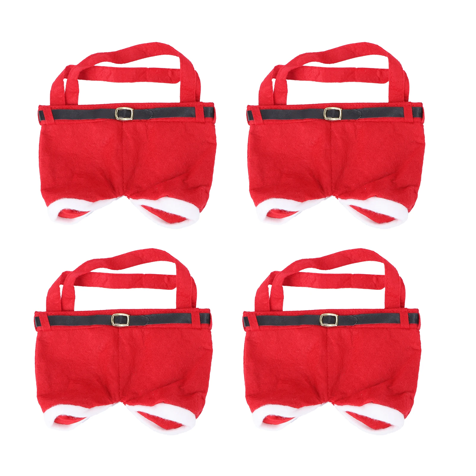 

4pcs Merry Christmas Gift Treat Candy Wine Bottle Bag Santa Claus Suspender Pants Trousers Decor Christmas Gift Bags