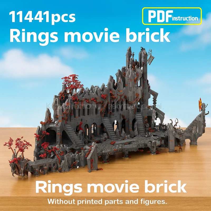 Bricks Architecture Fans Gift Display Challenge Rings Movie Expansion Dark Fortress Castle MOC Building Blocks