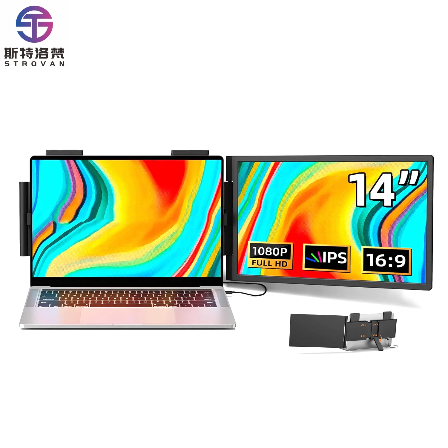 14" Portable Laptop Expansion Secondary Display Type-C One-line Transmission External Foldable Extended Screen