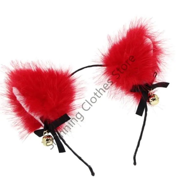 M68A Praktische Pluche Kattenoren Haarband Comfortabel Dagelijks Accessoire Voor Anime Liefhebbers Rollenspel Kostuum Haarstukje