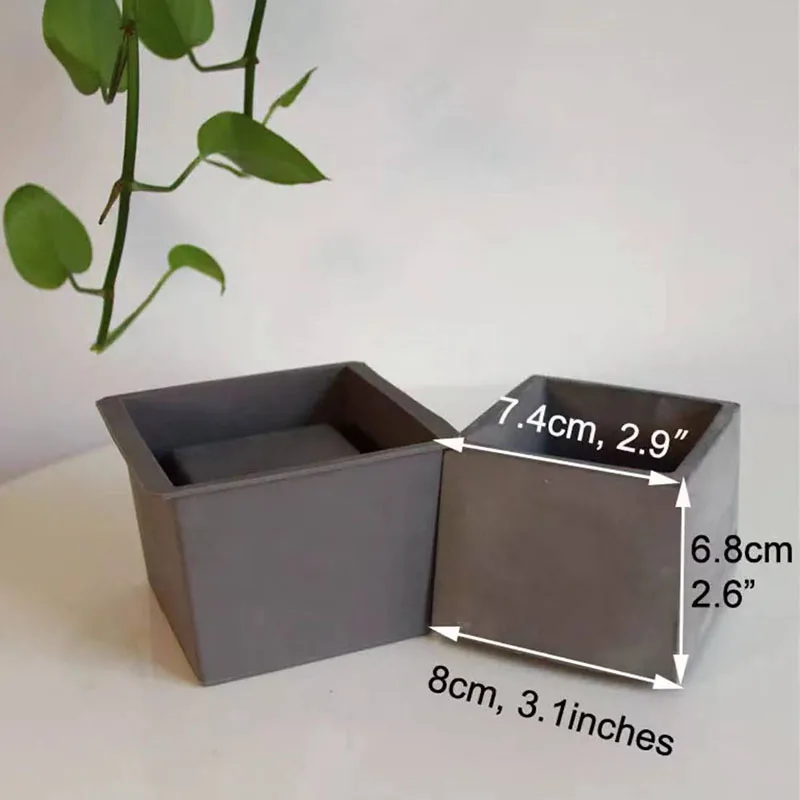 Concrete Square Flowerpot Silicone Mold Plaster Aroma Candle Jar Mold Tealight Holder Candle Holder Mold Cement Pen Holder Mould