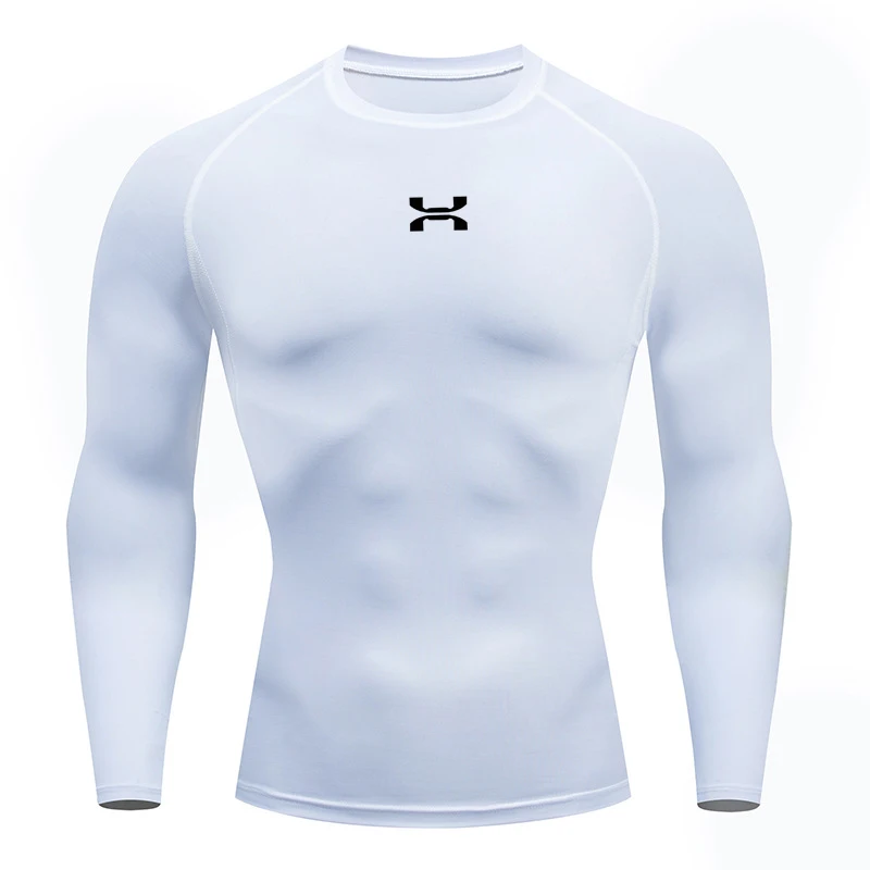 Men'S High-Quality Long Sleeve Tight Sweatshirt Skeleton Men'S Gym Quick Drying T-Shirt Running Fitness Rushgard Training MMA