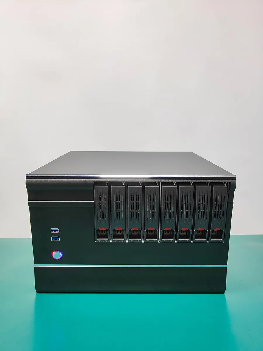 FeiNiu 8-Bay NAS Enclosure with MATX Motherboard Full-Height Graphics Card USB 3.0 Home Private Cloud Storage Server