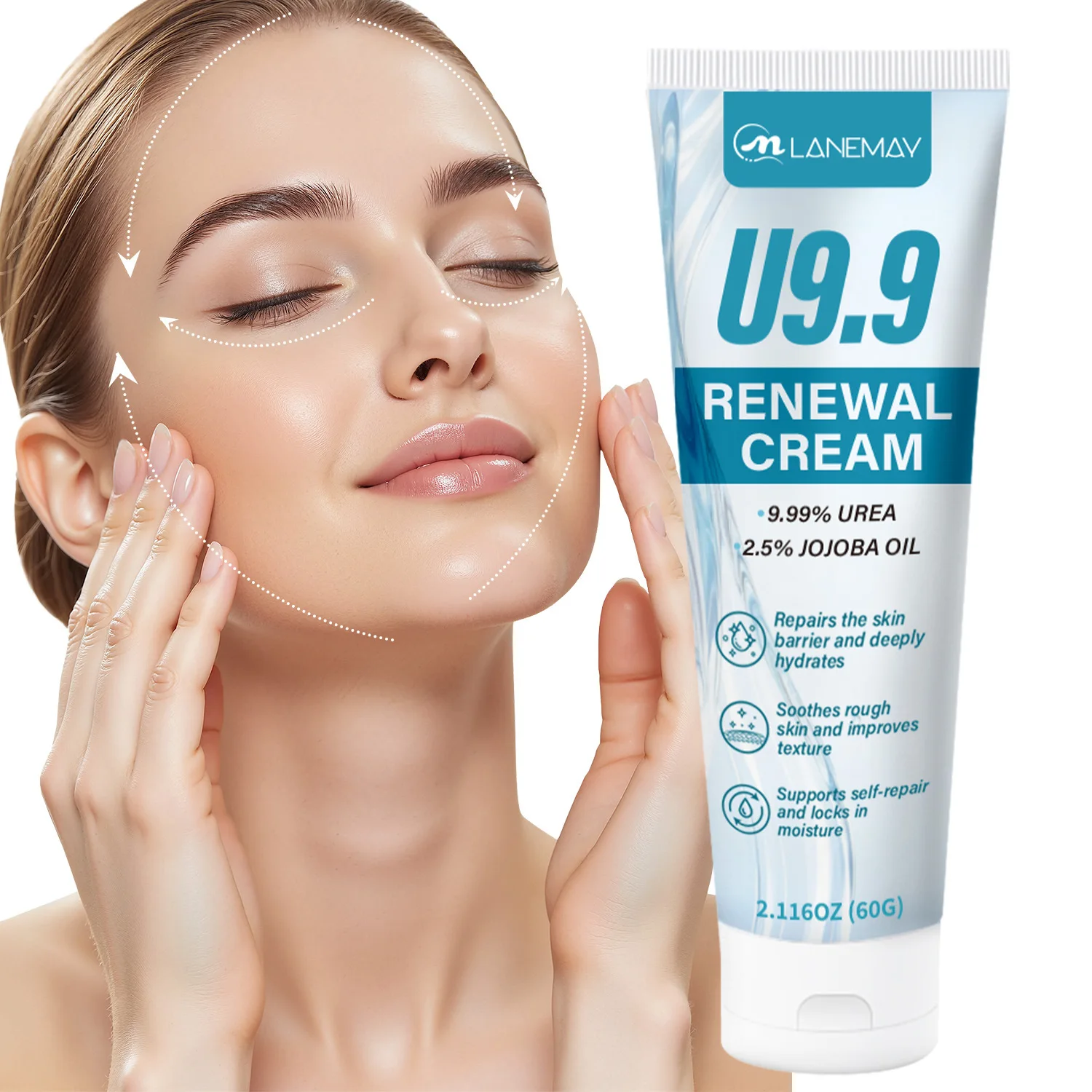 U9.9 Renewal Cream with 9.99% Urea & 2.5% Jojoba Oil – Deeply Hydrating Skin Barrier Repair Moisturizer for Dry, Rough Skin.