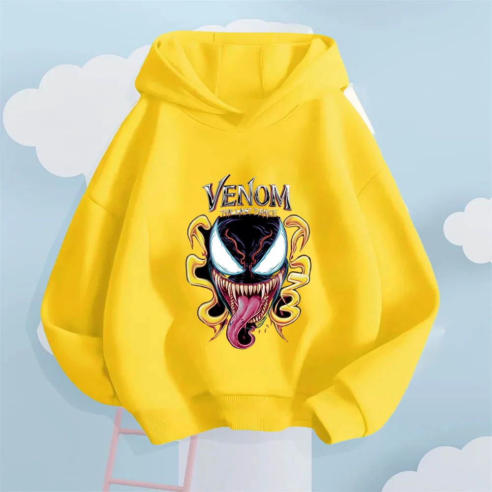 أسلوب البطل الرائع! سترة بغطاء للرأس للأطفال مطبوعة من فينوم، دع الأطفال ارتداء شخصية مملوءة باللون الداكن