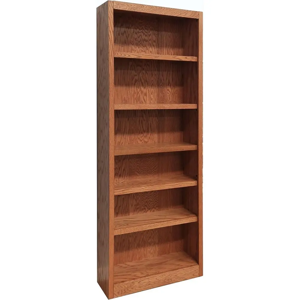 

84 Dry Oak Traditional Bookcase with 4 Adjustable & 2 Fixed Shelves, Assembly Needed