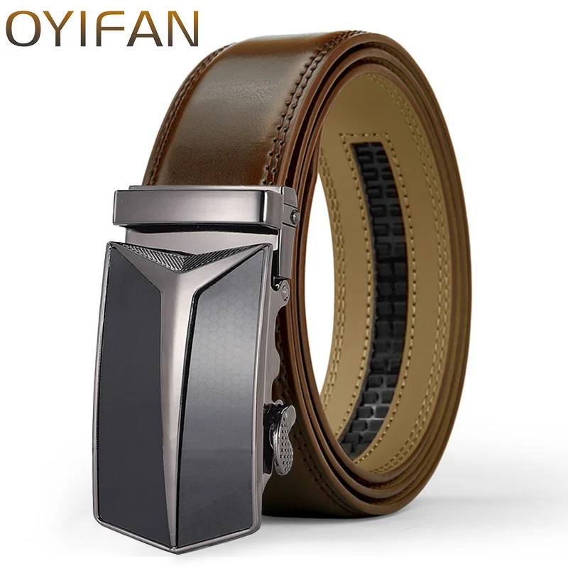 OYIFAN Brand Men's Belt, Length 115cm-145cm, Genuine Leather Belt, Adjustable Automatic Belt, Luxury Mens Belt