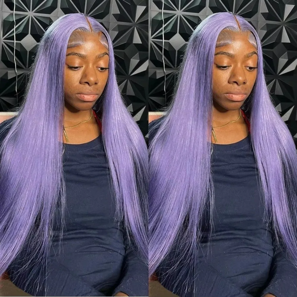 Peruca roxa reta sintética traje adereços de fibra sintética anime cosplay peruca meio-parte longa cabelo reto para cosplay adereços