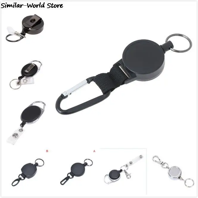 17 Styles Reel ID Lanyard Name Tag Card Badge Holder Retractable Pull Key Ring Chain Reel Extendable Belt Key Ring Clip