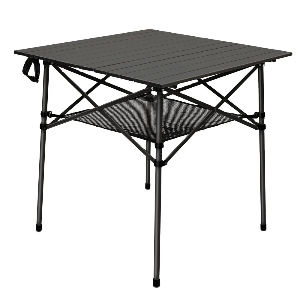 SUNNYFEEL Outdoor Folding Table | Lightweight Compact Aluminum Camping Table, Roll Up Top 4 People Portable Camp Square Tables