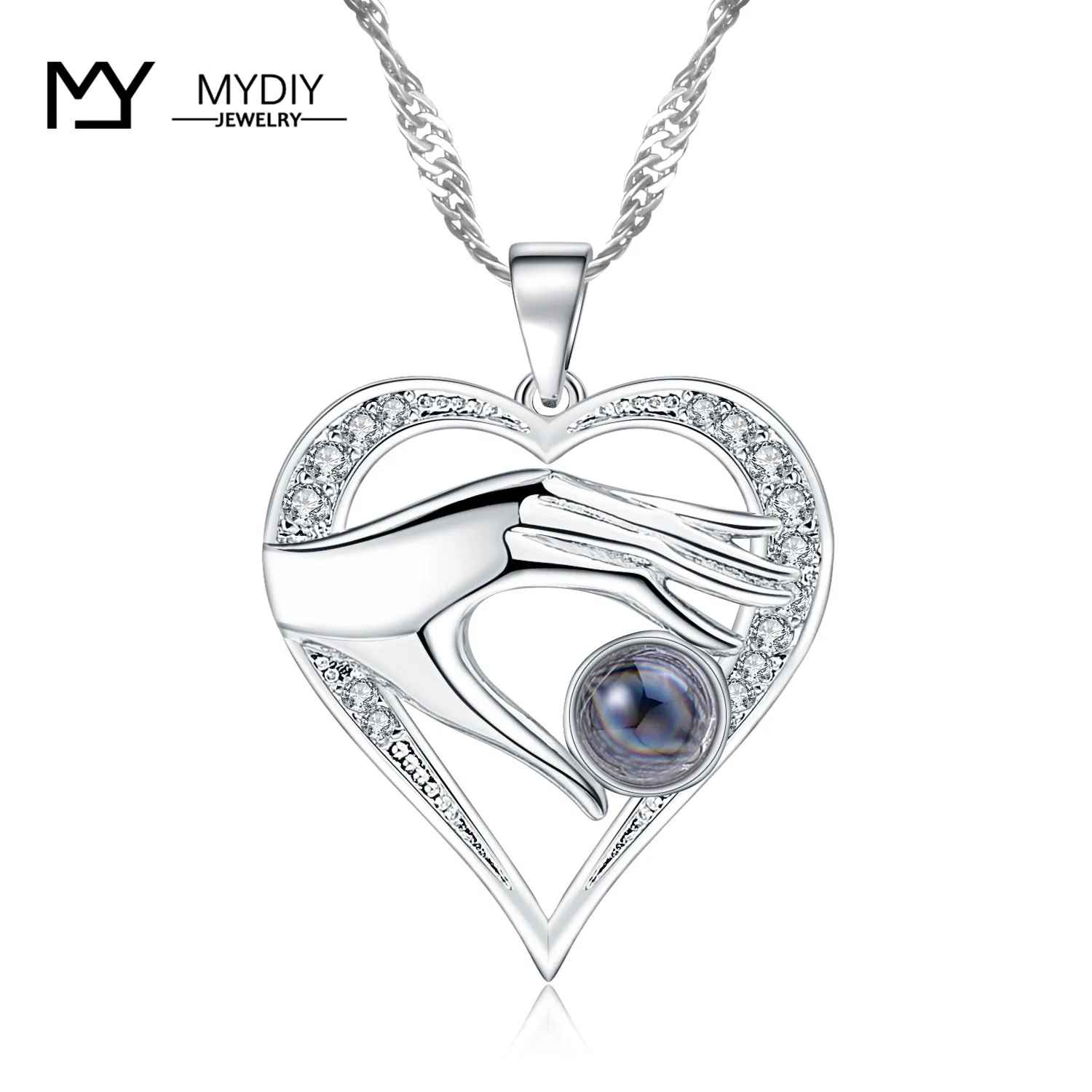 

100 languages I love you projection pendant necklace fashion steel titanium women jewelry Valentines gift Love bergamot necklace