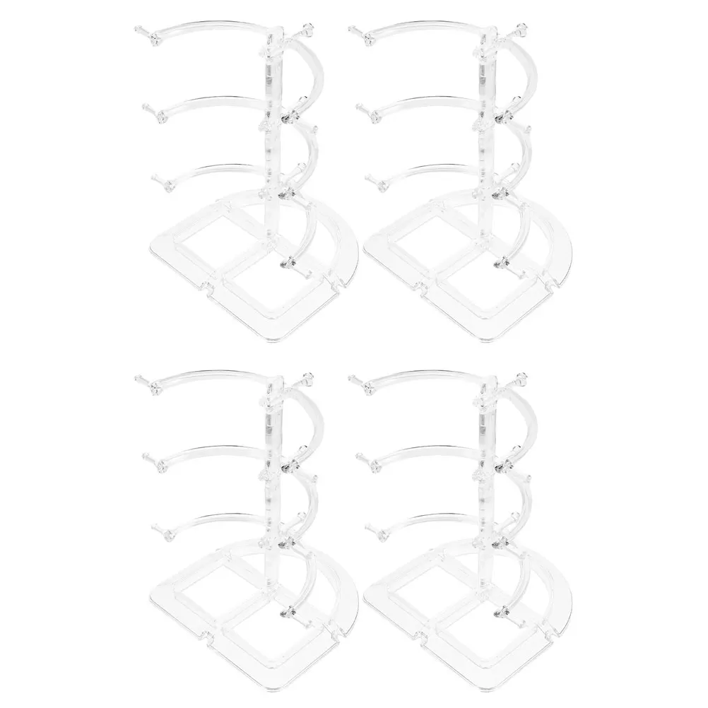 

4pcs Plastic Glasses Display Stand Clear Holder Sunglasses Frame Organizer Storage Home Shop Practical Easy Install