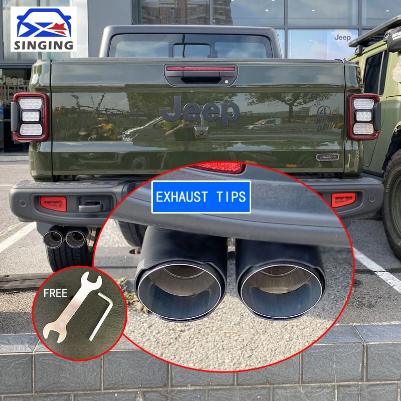 

Car Stainless Steel Carbon firber Rear Exhaust Pipe tips Muffler Tail Car Accessories auto parts decoration for JEEP GLADIATOR