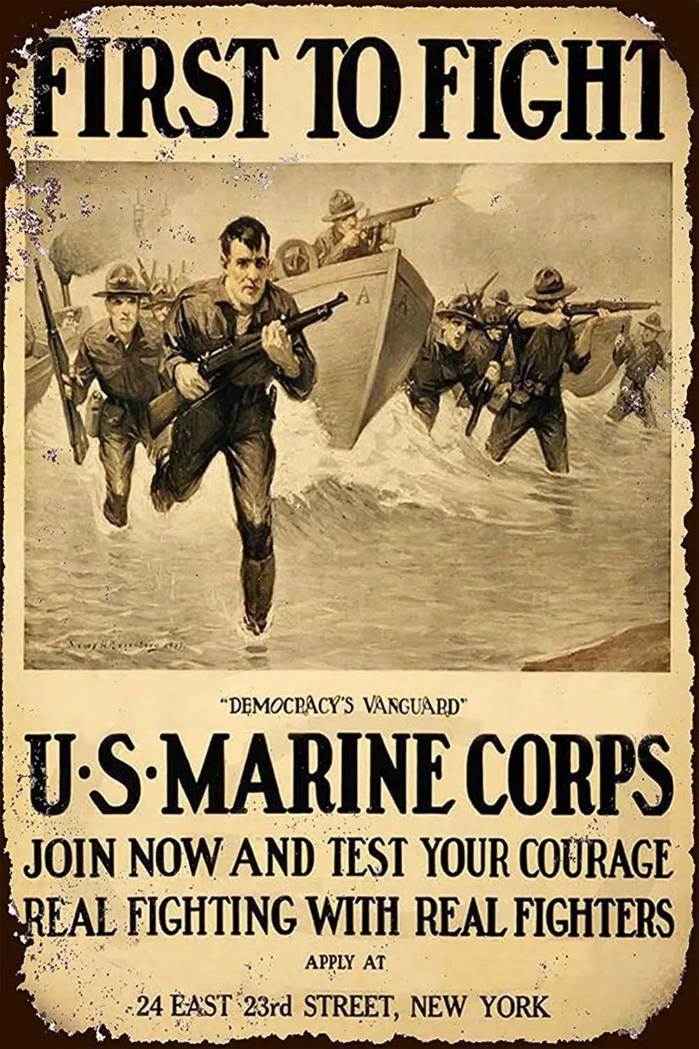 US Marine Corps First to Fight Neues Blechschild im Vintage-Look, Aluminium-Metallschild (T26)