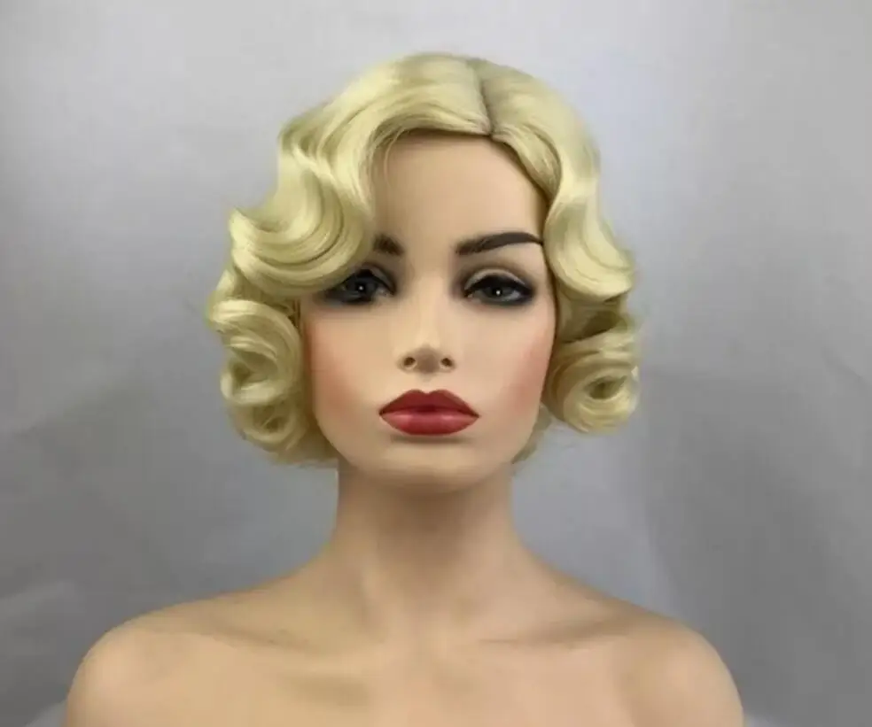 Women’s Wig Ladies Wig Short Finger Wave Ladies Daily Hair Wigs+Wig Cap