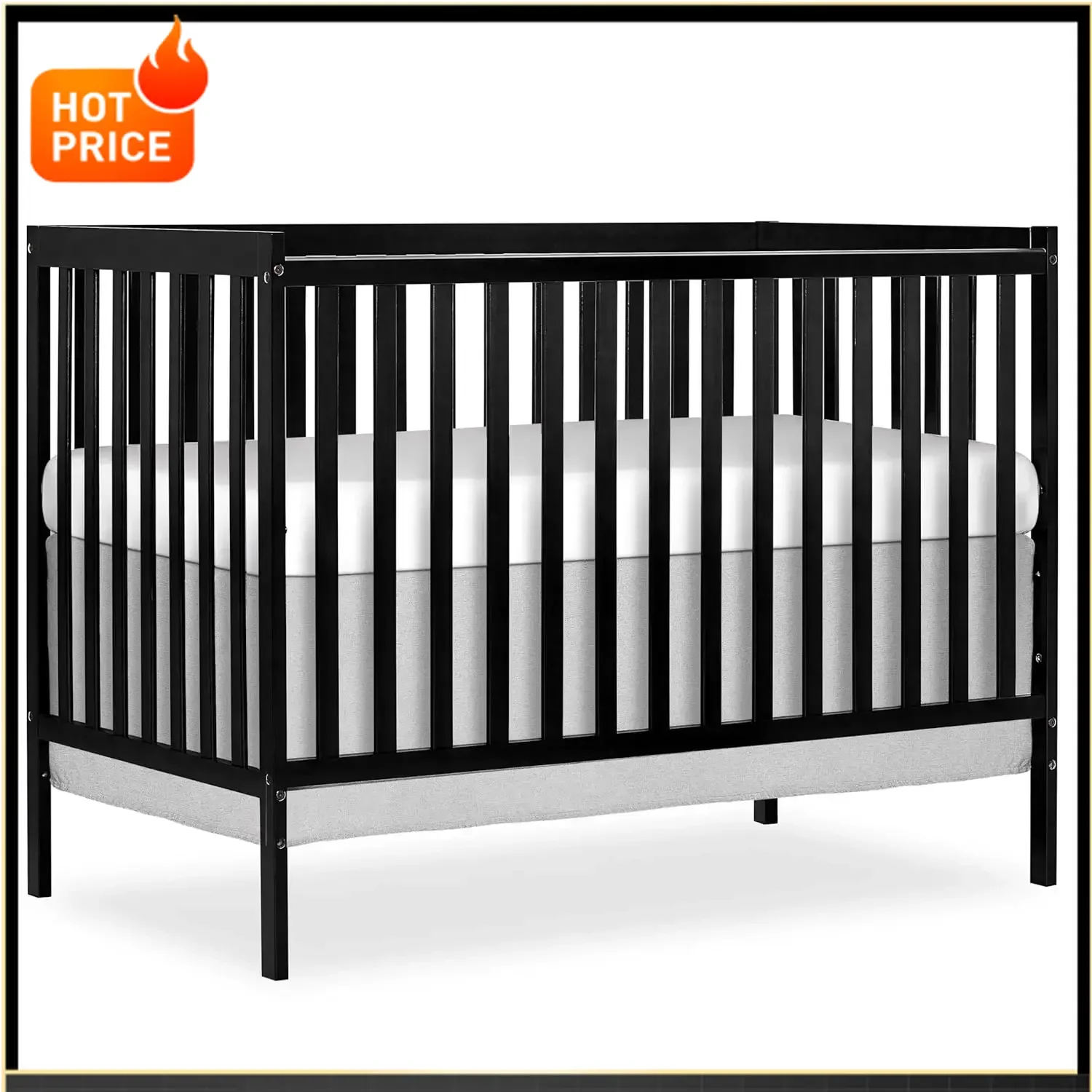 

Bestseller[Limited Time Offer!]Synergy 5-in-1 Convertible Full-Size Baby Crib with Toddler, Day & Full Bed Conversion in Black,