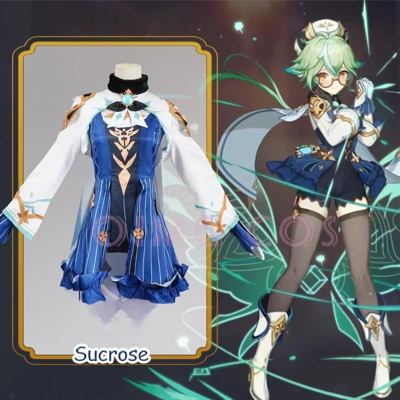 Genshin Impact Sucrose Cosplay Costume Adult Carnival Uniform Wig Anime Halloween Party Costumes Masquerade Women Game