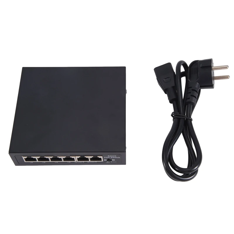 POE Switch 6Port 100Mbps Switch 4 Poe+2 Uplink With Internal Power Office Home Network Hub For IP Camera EU Plug Easy Install