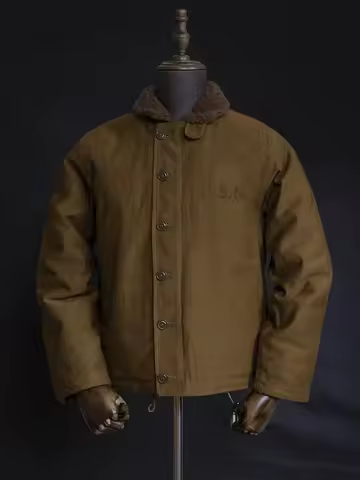 Red Tornado Naval N-1 Deck Jacket Jungle Cloth Shell Alpaca Lined Coat Men Vintage Workwear