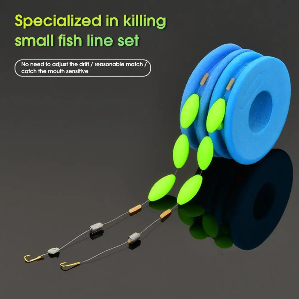 Float Fishing Line Metal Hook Fluorescence Fishing Rigs Seven-Star Float Ready Tied Fish Line Fishing Stopper Bean Float Line