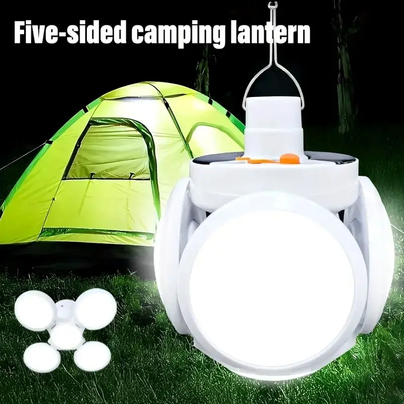 1 Solar Folding Light Strip Hook Portable Charging LED Light Bulb Camping Portable Flashlight Suitable for Outdoor Courtyards
