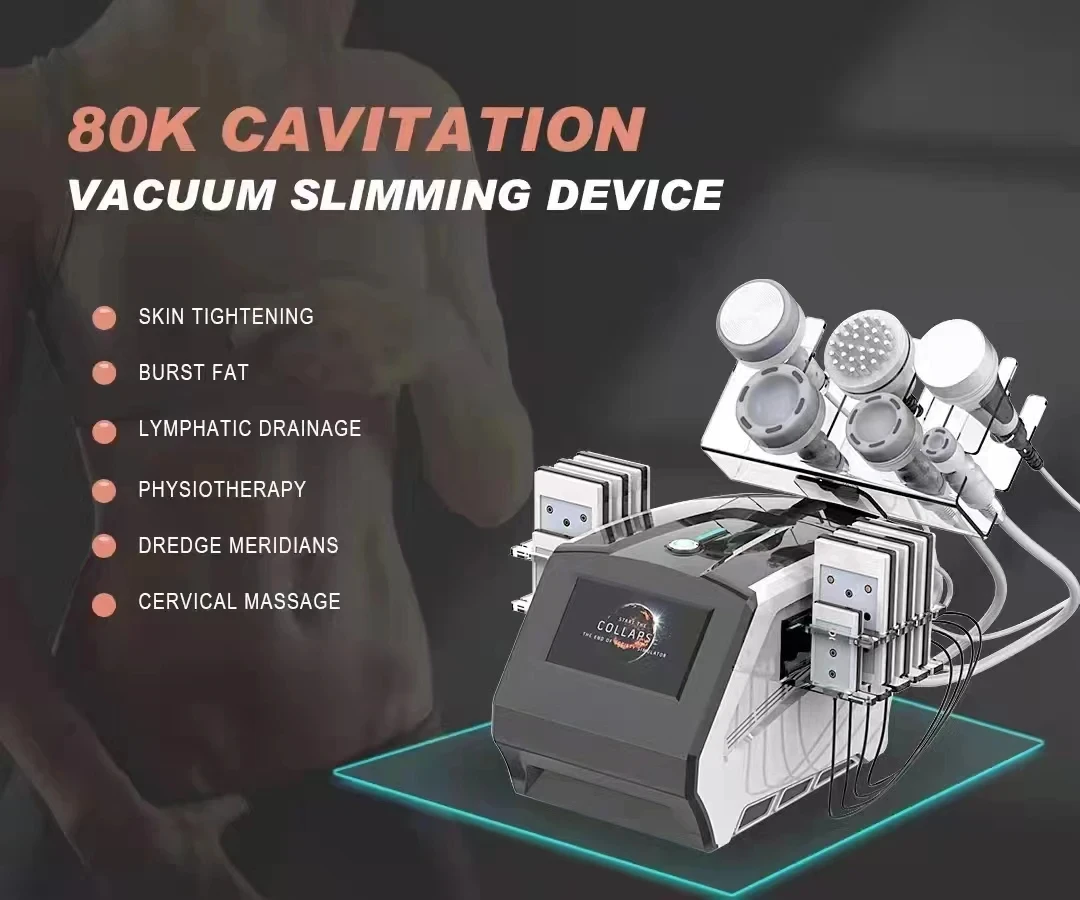 80K Cavitation Vacuum Slimming Device Lymphatic Drainage Lipolaser Dredge Meridians Physiotherapy Multi-function Beauty Machine