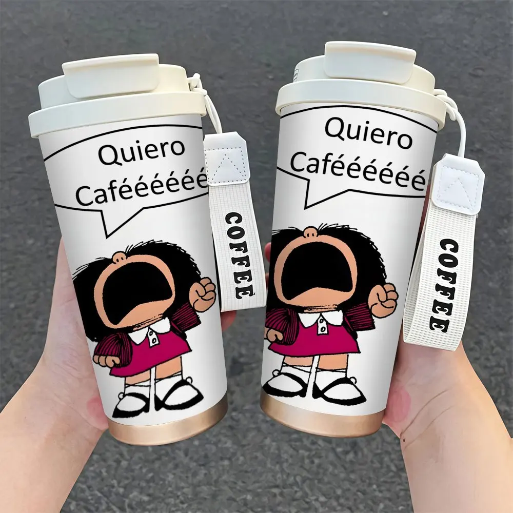 Mikenda 1pc 18oz Stainless Steel Insulated Coffee Cup with Funny Coffee Lover Graphic Design, Double-Wall Vacuum Travel Tumbler