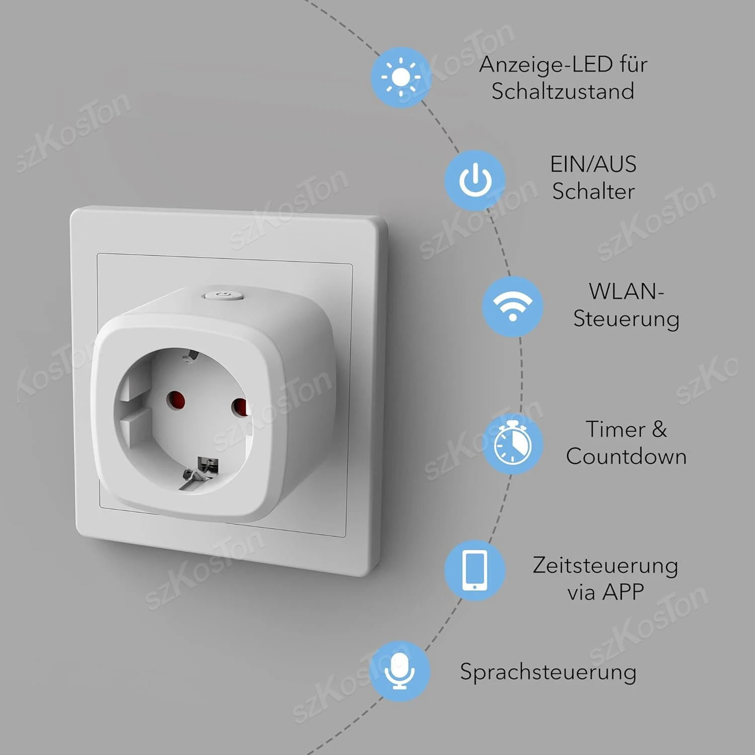 Matter 16A WiFi Smart EU Plug Smart Socket APP Remote Control Timing Function Voice Works with HomeKit Alexa Google Siri