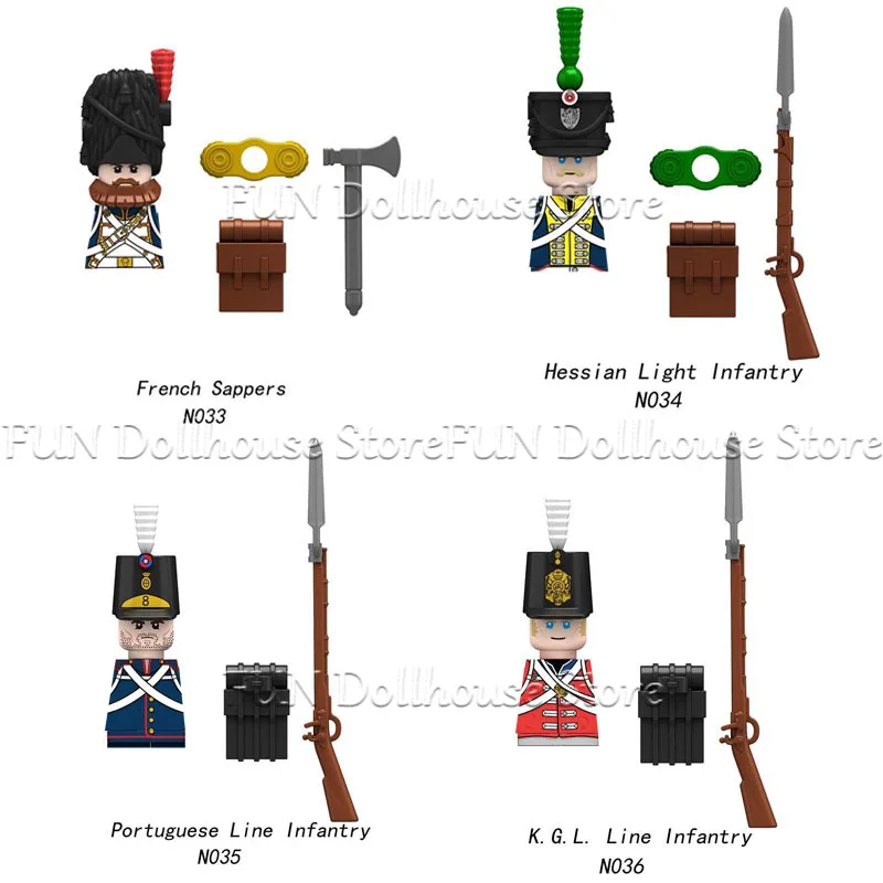 Mittelalterliche Militär-Figuren aus den Napoleonischen Kriegen, Bausteine für Britische, Französische und Preußische Infanterie, Ritter, Generäle, Waffen, Spielzeug