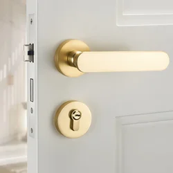 Bedroom Golden Solid Wood Split Lock, Simple Door, Silent Handle Lock