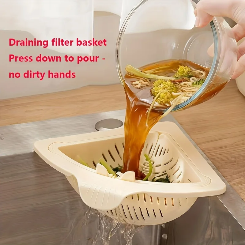 Magnetic Triangle Drain Basket Kitchen Sink Filter Food Scraps Strainer Ideal for Garbage Disposal Accessories