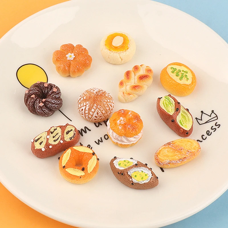 5Pcs/Set Miniature 1/12 Dollhouse Simulation Bread Dollhouse Miniature Food Breakfast Snack Dessert Pretend Play Kitchen Toys