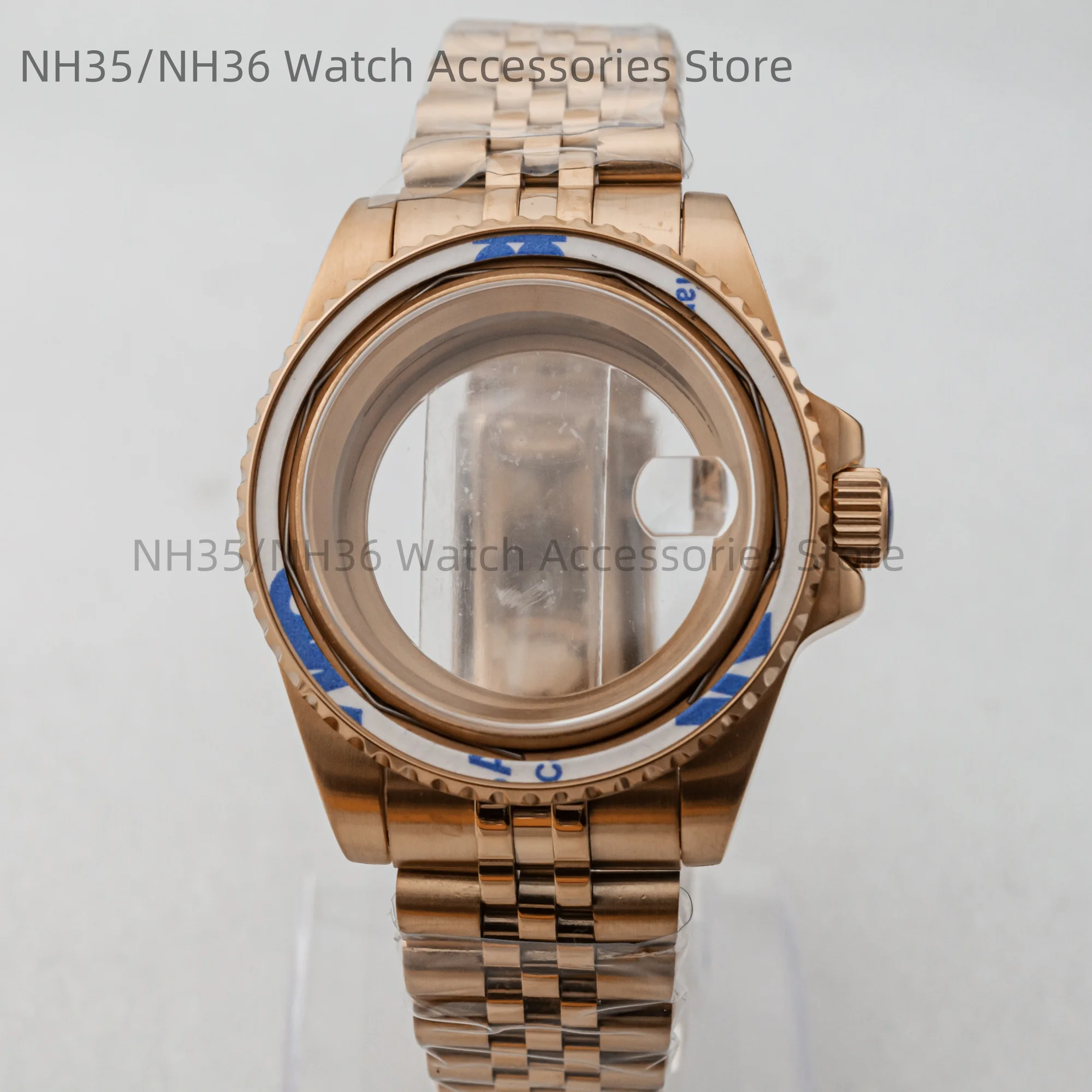 

for GMT NH35 Case Dial 40mm Stainless Steel Wristwatches Jubilee Bracelet Strap fit NH35 NH36 10ATM Waterproof Watch Case