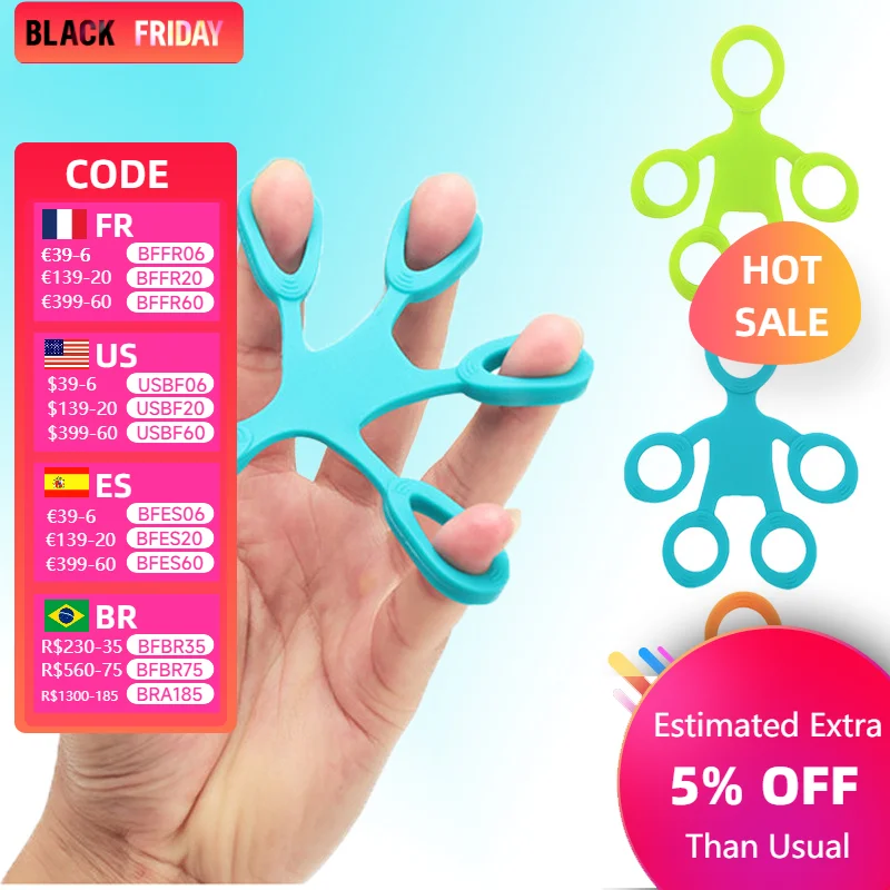 Fun Silicone Hand Expander Finger Gripper Stretcher Trainer Strength Resistance Bands Hand Grip Yoga Wrist Exercise Fitness Toy