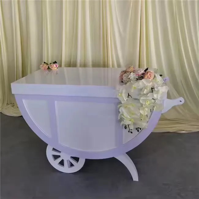 Acrylic Candy Cart Outdoor Dining Cart Flowers Dessert Display Trolley Party Wedding Event Decoration view 3