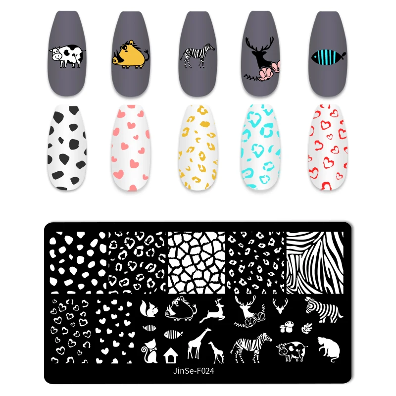 Placas de estampagem de esmalte para meninas, personagem de desenho animado, marca, desenhos animados, animal, aço inoxidável, arte do prego, placas de estampagem