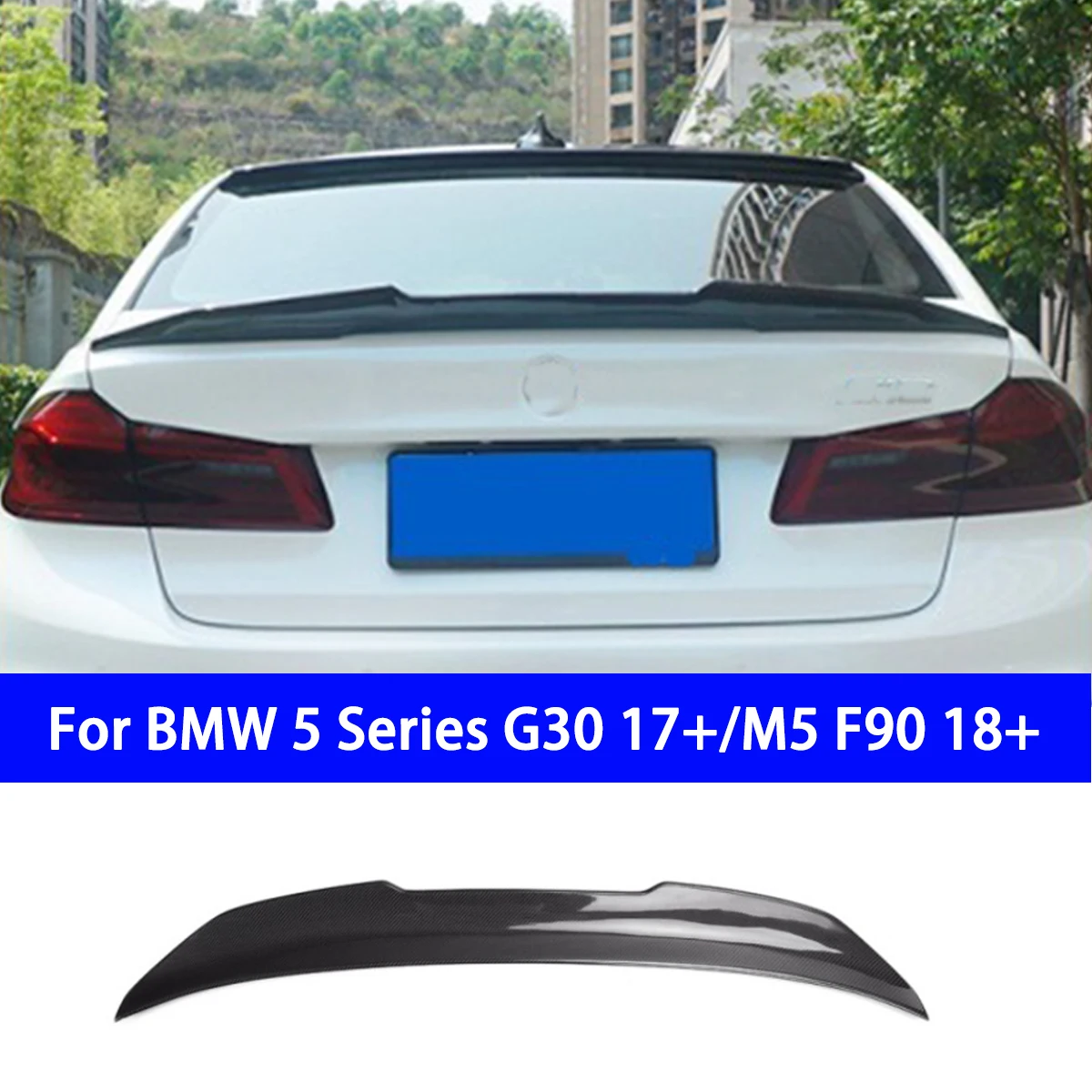 Suitable for BMW 5 Series G30 F90 M5 Modified with Genuine Carbon Fiber Tail, Fixed Wing, Top Wing, and Spoiler Decoration