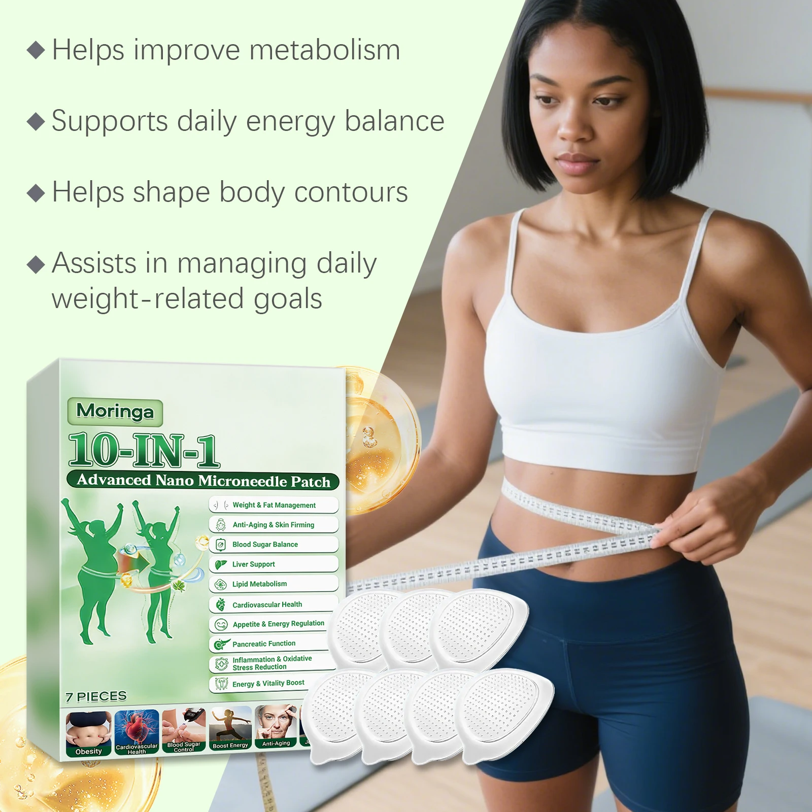 Nano-Microneedle Technology Body Contouring Patch Moringa Oleifera Extract Targeted Body Sculpting Skin Vitality MetabolismBoost