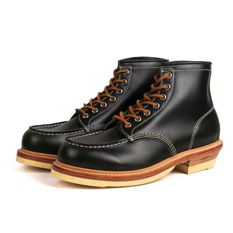

Винтажные ботильоны ручной работы из воловьей кожи, мужские высокие уличные защитные ботинки из натуральной кожи, британские мотоциклетные ботинки