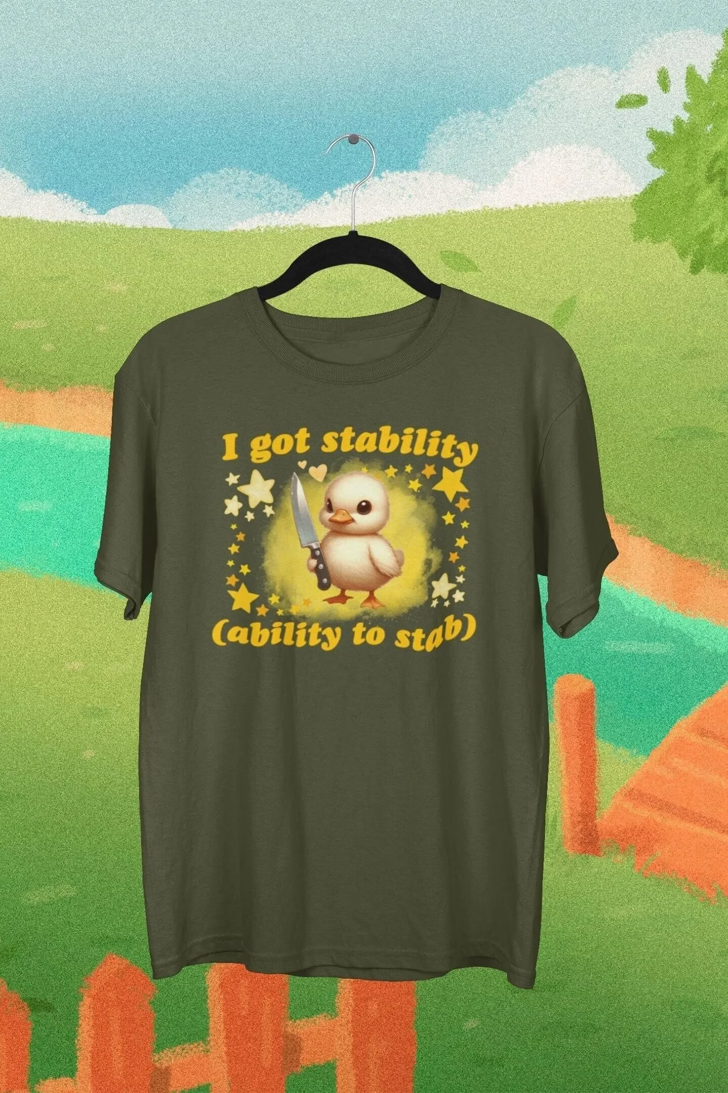 I Got Stability Funny Cute Duck T Shirt Ability To Stab Sarcastic Ironic Duckling