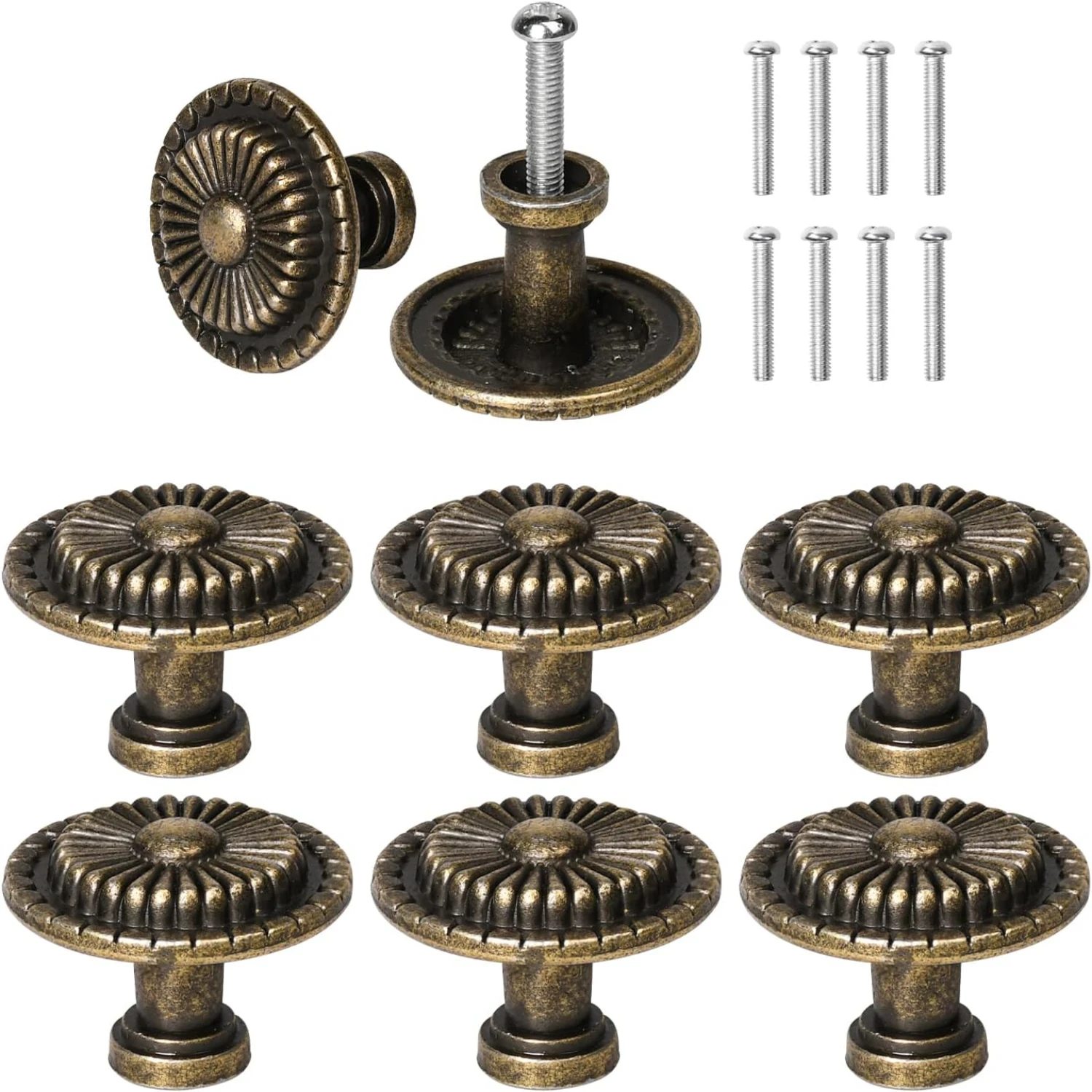 8 Pack Bronze  Cabinet Hardware Knobs,Vintage Single Hole Drawer Knobs,Knobs for Dresser Drawer,Drawer Pulls Handles, JY00011