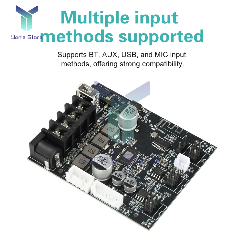 DC 12-24V 502T Microfono cablato Sistema audio Modulo scheda amplificatore Bluetooth TPA3116D2 Doppio canale 50W x 2
